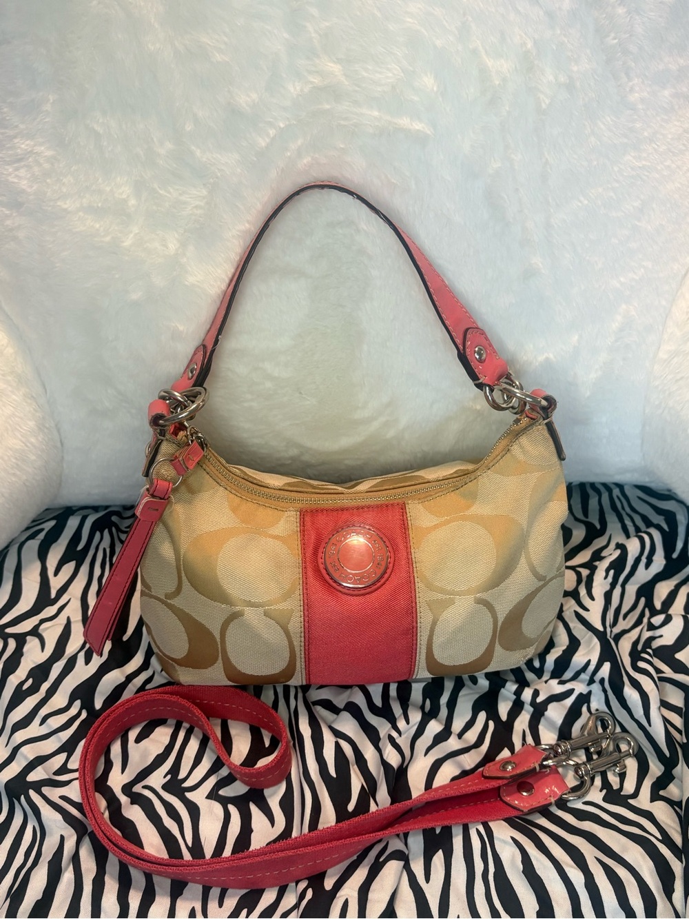 coach signature stripe demi shoulder bag